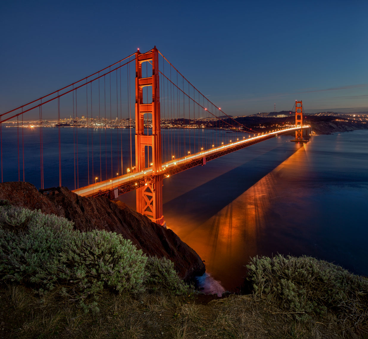  Golden Gate Bridge evening San Francisco,  cities, bridges,  urban, transportation, west coast, California