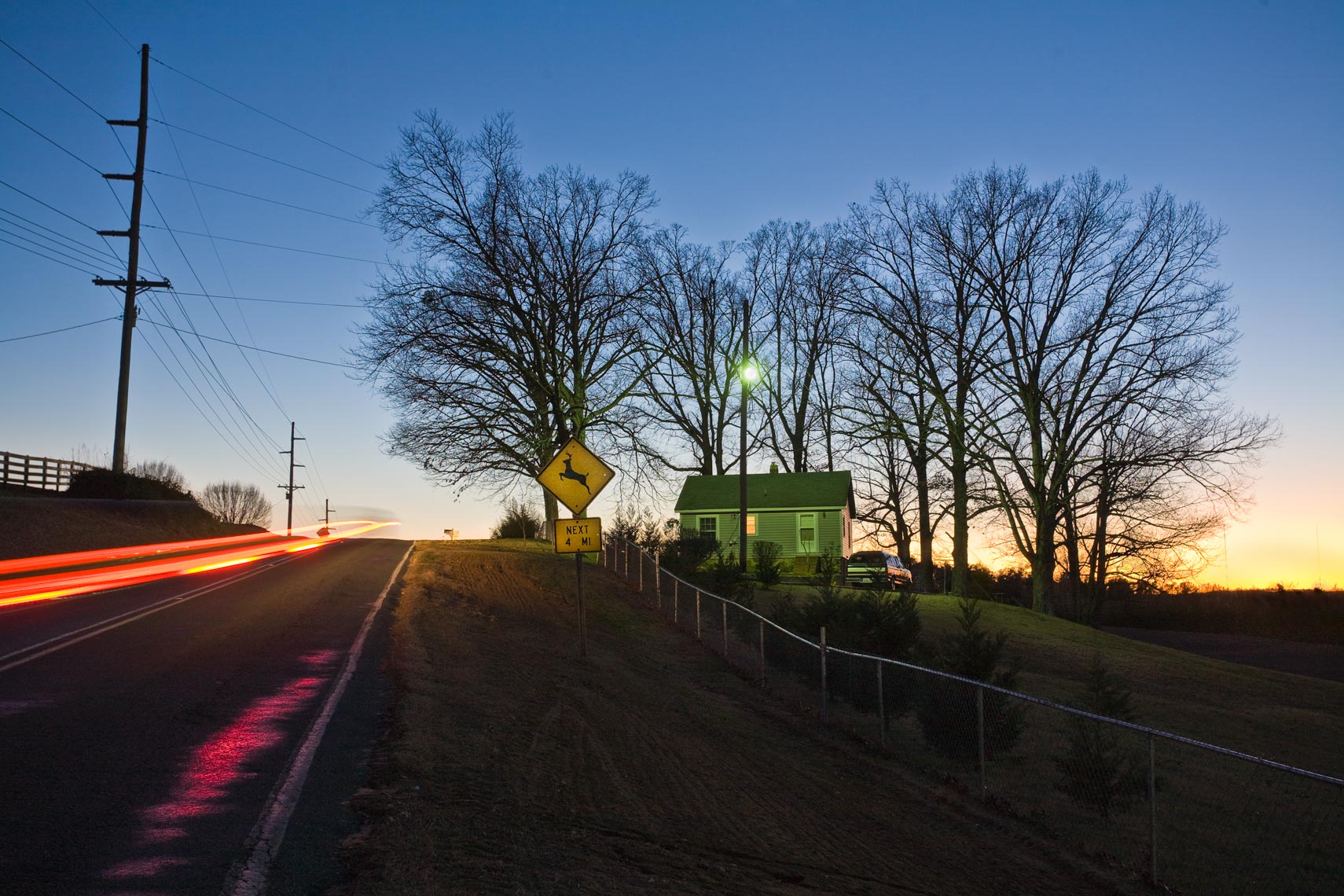  Country road at night, Chaprl Hill, NC