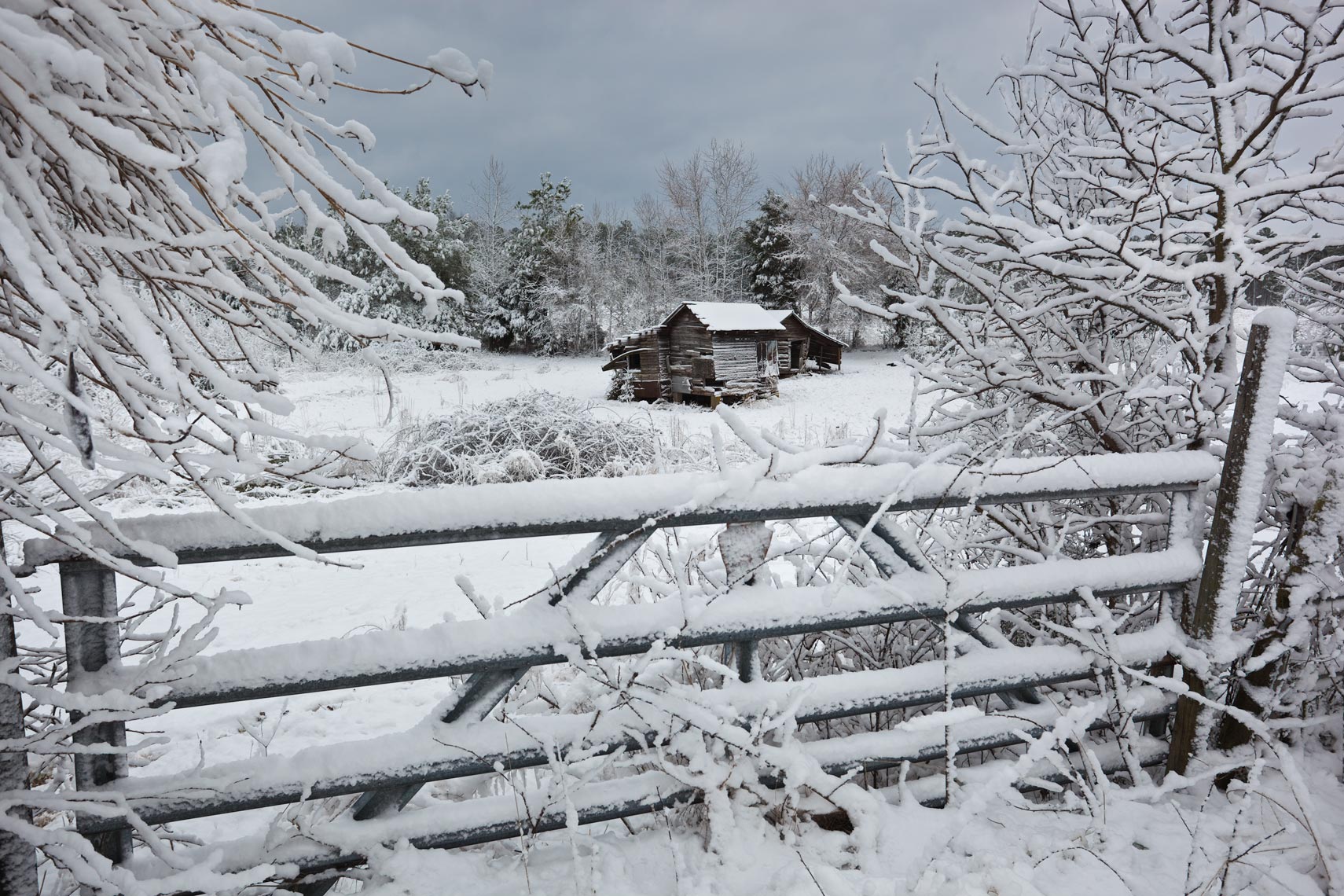 Snowy wooden shack, Chapel Hill, NC