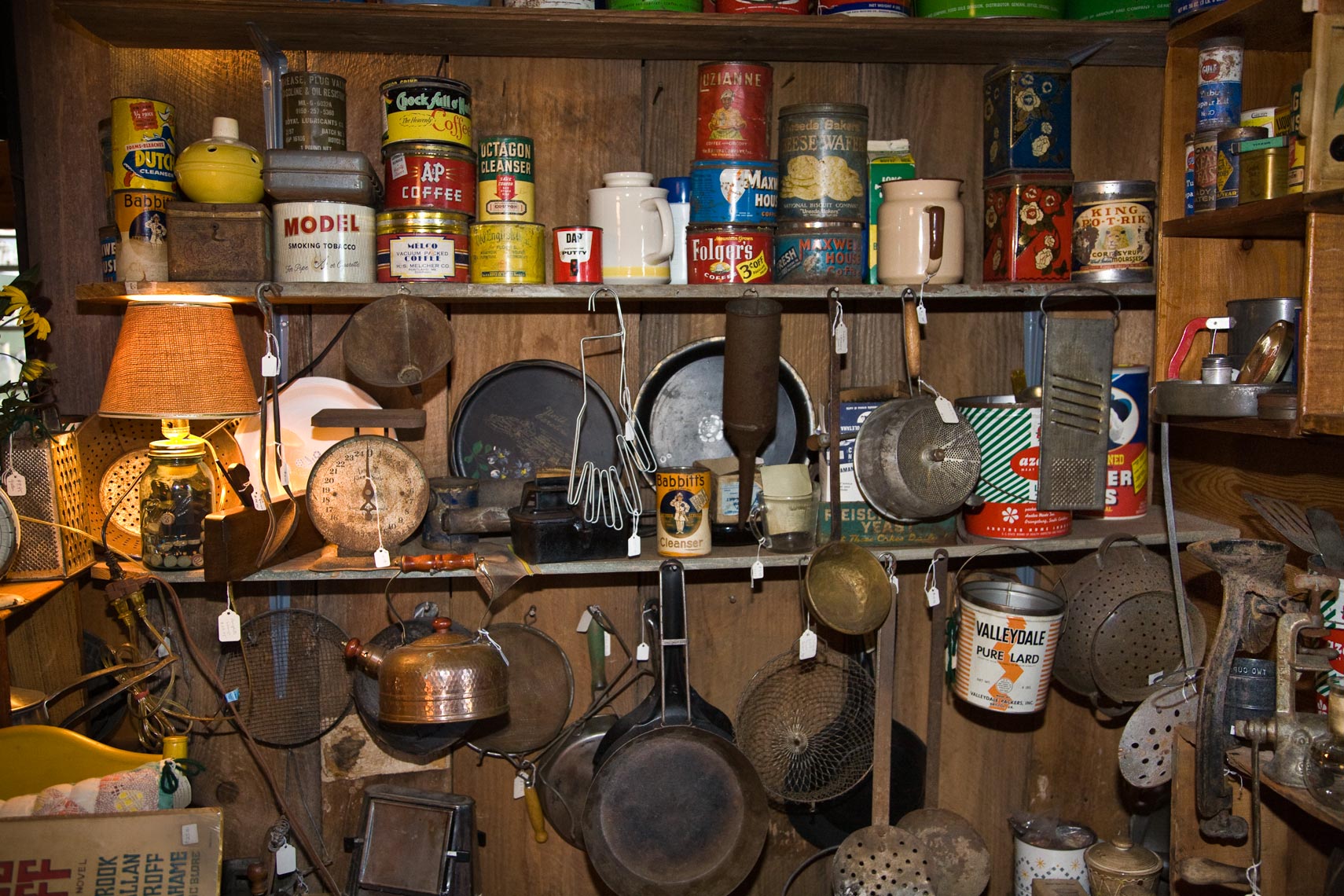Vintage dry goods display