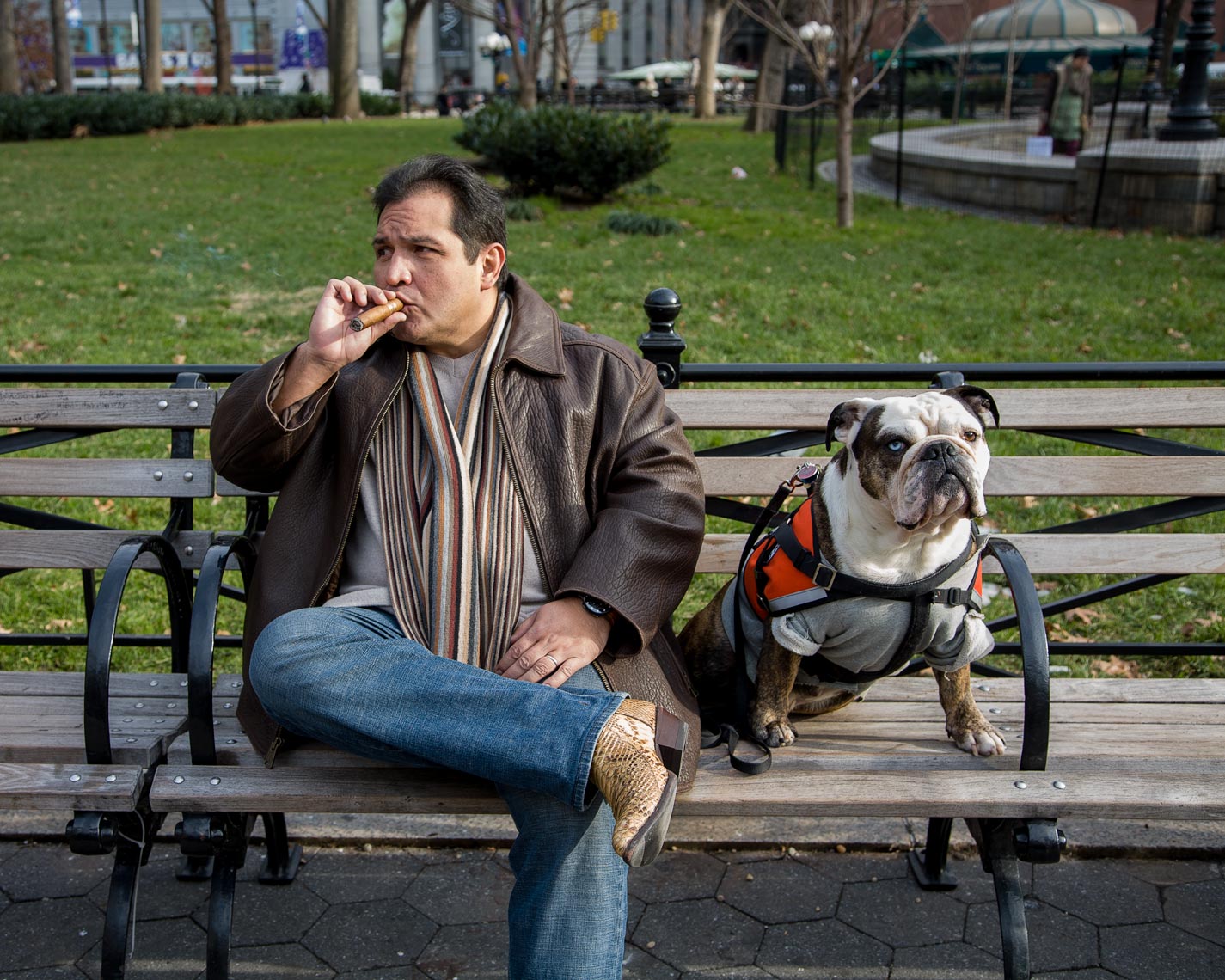 Bulldog and cigar man